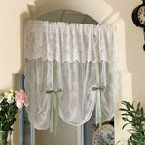 Pastoral Korean pull roman blinds lifting curtain gauze curtain balloon curtain girlish light green pink door curtain