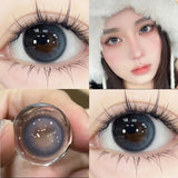 2Pcs Yearly  Color Colored Contact Soft Circular Lenses Beauty Pupil Gray Brown Eyes Black Makeup Blue Lens