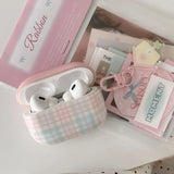 Case for AirPods 4 Suitable Girls Silicone Earphone Coque Fashion Pink Plaid Pattern Hard House Pendant for AirPods 1 2 3 Pro 2