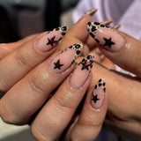 24Pcs Simple French Nails Art Tips Fake Nails 3D Design Wearable Full Cover False Nail Mid-length Almond Reusable Press on Nails