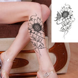 Realistic Fake Peony Temporary Tattoos For Women Girl Black Rose Elephant Flower Tattoo Sticker Tiger Anemone Tatoos Half Sleeve