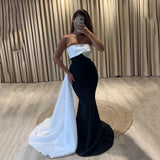 Elegant Formal Evening Dress 2025 Arabic Mermaid Party Dress With Draped Train Strapless Customized Birthday Prom Dress