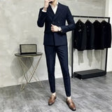 Full Suit for Men Trends Costumes Blazer High Quality 2 Piece Outfit Set Man Slim Fit Elegant Ceremony Pants Gentleman