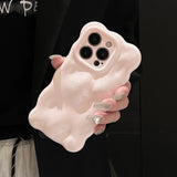 Glossy Light Pink 3D Bubble Texture Shockproof Case For iPhone 16 15 13 12 11 Pro Max 14 Plus Soft TPU Phone Back Cover
