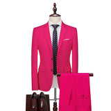 Spring Autumn Fashion New Men's Business Casual Solid Color Suits / Male One Two Button Blazers Jacker Coat Trousers Pants