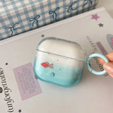 Korea lovely transparent gradient goldfish koi soft earphone case for airpods 4 pro 2 3nd protection cover coque cute pendant