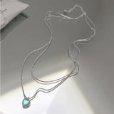 Simple Lucky Bean Love Clavicle Chain for Girls Women Double Layer Heart Pendant Necklaces Korean Fashion Sweet Jewelry Gifts