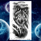 Large Lion Temporary Tattoos For Women Men Tiger Wolf Vampire Forest Flower Crown Compass Fake Tattoo Sticker Arm Body Tatoos