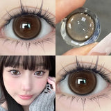 2Pcs Yearly  Color Colored Contact Soft Circular Lenses Beauty Pupil Gray Brown Eyes Black Makeup Blue Lens