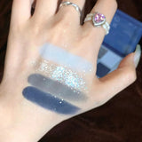 4-Color Starry Sky Blue Eyeshadow Palette Blue Eyeshadow Palette Shimmer Glitter Matte Eye Shadow Shades Neon Pigments