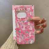 Stylish Colorful Flowers Cute Rabbit Glitter Phone Case For iPhone 16 Pro Max 15 13 14 Shockproof IMD Silicone Back Cover Shell