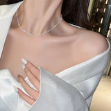 Popular Silver Colour Sparkling Clavicle Chain Choker Necklace Collar For Women Fine Jewelry Wedding Party Birthday Gifts