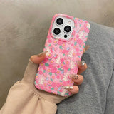Stylish Colorful Flowers Cute Rabbit Glitter Phone Case For iPhone 16 Pro Max 15 13 14 Shockproof IMD Silicone Back Cover Shell