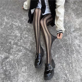 Striped Thigh High Stockings Pantyhoses Lingerie Hosiery Ultra-thin Nylon Tights Pantyhose Women Black Tights Body Stockings New