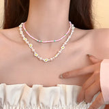 Bohemia Handmade Colorful Seed Beads Necklace set Choker Simple Women Fashion Pearl Flower Necklaces Collar Sweet Jewelry Gifts