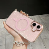 Luxury Glitter Magsafe Wireless Charge Case for iPhone 16 15 14 13 12 11 Pro Max Plus Magnetic Plating Clear Hard Back Cover
