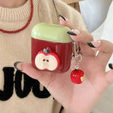 Korea New 3D Red Apple Cute Soft Shockproof Protection Cover Case For AirPods 1 2 3 Pro 3nd Pro 2 2nd Earphone Accessories