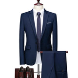 Spring Autumn Fashion New Men's Business Casual Solid Color Suits / Male One Two Button Blazers Jacker Coat Trousers Pants