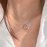 Bowknot Star Moon Pendant Necklaces for Women Simple Clavicle Chain Fashion Jewelry Accessories