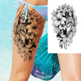 Realistic Fake Peony Temporary Tattoos For Women Girl Black Rose Elephant Flower Tattoo Sticker Tiger Anemone Tatoos Half Sleeve