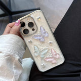 Luxury Shine Colorful Butterfly Glitter Case For iPhone 16 Pro Max 15 Plus 14 13 12 11 Soft TPU Phone Back Cover