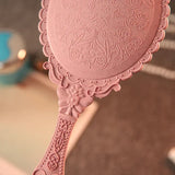 Vintage Carved Handheld Vanity Mirror Makeup SPA Salon Hand Handle Cosmetic Compact for Women