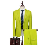Spring Autumn Fashion New Men's Business Casual Solid Color Suits / Male One Two Button Blazers Jacker Coat Trousers Pants
