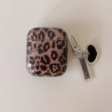 fashion luxury transparent leopard print pattern black love heart Pendant for airpods 4 3 1 pro 2 soft silicone protection case