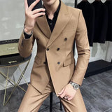 Full Suit for Men Trends Costumes Blazer High Quality 2 Piece Outfit Set Man Slim Fit Elegant Ceremony Pants Gentleman