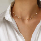 Women's Neck Chain Korean Style Pearl Choker Necklace Gold Color Jewelry Pendant Necklaces Collar for Girl