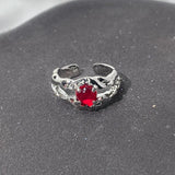 Irregular Gemstone Ring Aesthetic Girl Hollow Red Stone Ring Women's Liquid Hollow Ring Vintage Jewelry Accessories
