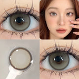 2Pcs Yearly  Color Colored Contact Soft Circular Lenses Beauty Pupil Gray Brown Eyes Black Makeup Blue Lens