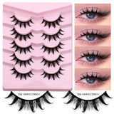 Manga Lashes 5 pairs Eyelashes Fluffy Soft Cross Natural Look False Lashes Wispy Natural Makeup Eyelash Extension