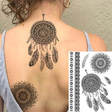 Women Girl Big Arm Owl Fake Tattoo Temporary Henna India Tatoo Stickers Custom Mandala Flower Black Turtle Tattoos Lace