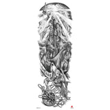 Full-arm Tattoo Stickers With The Crown Of The Virgin Of Jesus And Lion Waterproof Tattoo Stickers