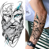 Black Forest Tattoo Sticker For Men Women Children Tiger Wolf Death Skull Temporary Tattoo Fake Henna Skeleton King Animal Tatoo