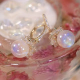 New Trend Simulation Pearl Long Earrings Women's Flower Rhinestone Wedding Pendant Earrings Fashion Korean Jewelry Earrings