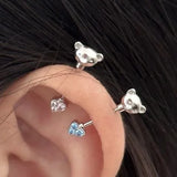 1PC Stainless Steel Left Ear Silver Color Bear Clips Helix Cartilage Fake Piercing Jewelry Non Pierced Earrings
