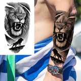Black Forest Tattoo Sticker For Men Women Children Tiger Wolf Death Skull Temporary Tattoo Fake Henna Skeleton King Animal Tatoo