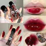 Black Mirror Water Lipgloss Dark Red Moisturizing Lip Glaze Lasting Non-stick Cup Forming a Film That Is Not Easy to Fade Makeup