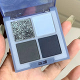 4-Color Starry Sky Blue Eyeshadow Palette Blue Eyeshadow Palette Shimmer Glitter Matte Eye Shadow Shades Neon Pigments