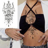 Realistic Fake Peony Temporary Tattoos For Women Girl Black Rose Elephant Flower Tattoo Sticker Tiger Anemone Tatoos Half Sleeve