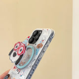 Cute Puppy Cartoon Dog Magnetic Phone Case for IPhone 16 15 14 Pro Max 13 Cover with Magsafe Stand Holder Silicone Korean Cover