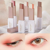 Professional 2 In 1 Double Color Gradient Velvet Eye Shadow Stick Lazy Makeup Waterproof Lasting Shimmer Metallic Eyeshadow