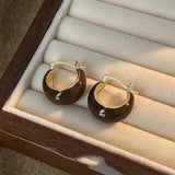 Maillard Tiger Eye Stone Hoop Earrings for Women Anti Fading Allergic Women's Pierced Earrings Jewelry