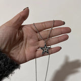 Y2K Star Pendant Frosted Beads Necklace For Women Korean Fashion Whole Titanium Steel Snake Chain Necklaces Jewelry Accessories