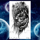 Large Lion Temporary Tattoos For Women Men Tiger Wolf Vampire Forest Flower Crown Compass Fake Tattoo Sticker Arm Body Tatoos
