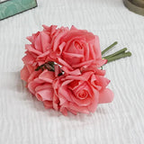 Moisturizing 5Head Rose Flower Bouquet Latex Real Touch Artificial Flowers Wedding Bridal Bouquet Birthday Party Home Decor Rose