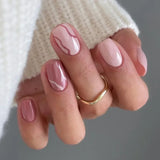 24Pcs Short Solid Color Wine Red Fake Nail Tips with Glue Glitter Square/round Head False Nails Wearable Ballet Press on Nails