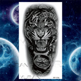 Large Lion Temporary Tattoos For Women Men Tiger Wolf Vampire Forest Flower Crown Compass Fake Tattoo Sticker Arm Body Tatoos